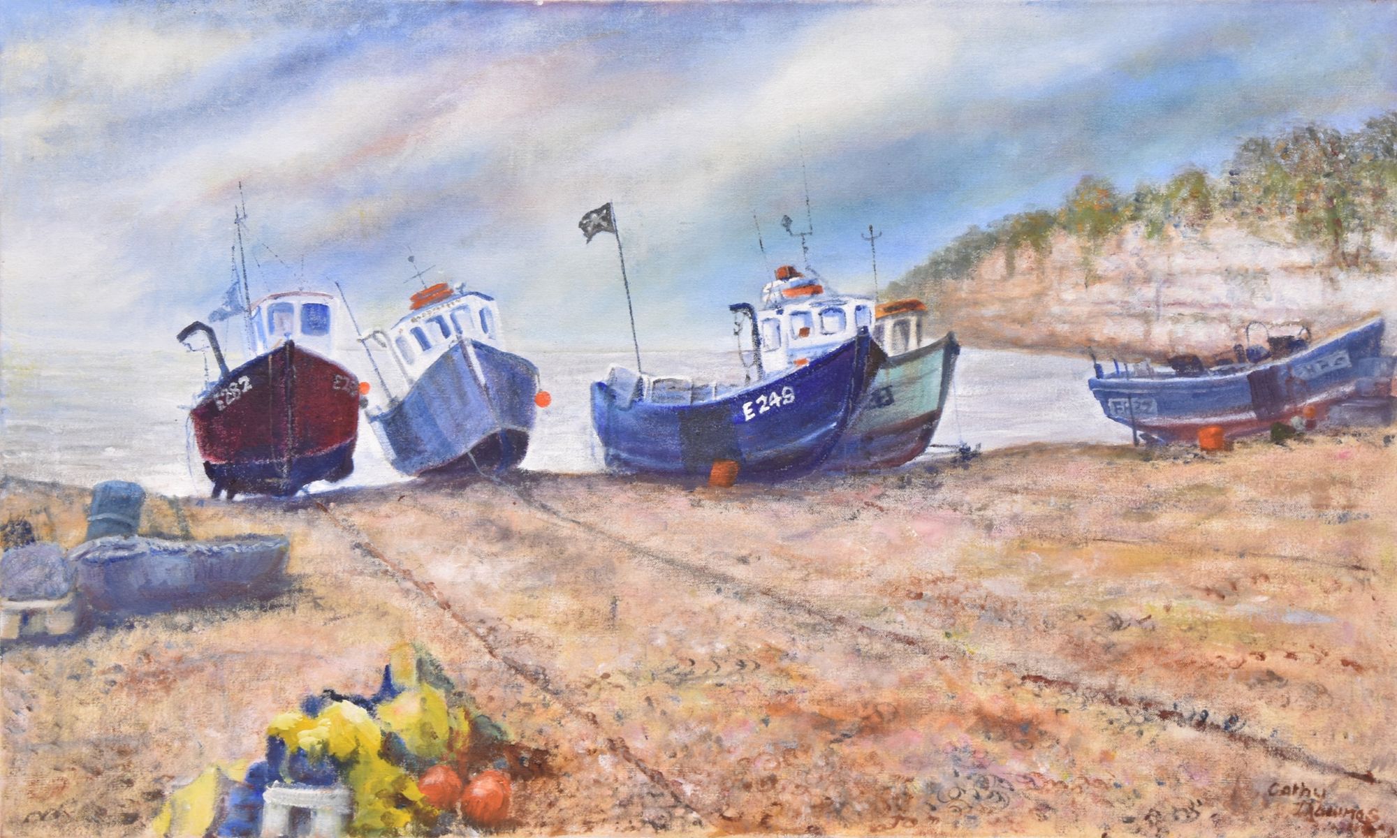 Fishing Boats at Beer, Devon by Catherine Downes.